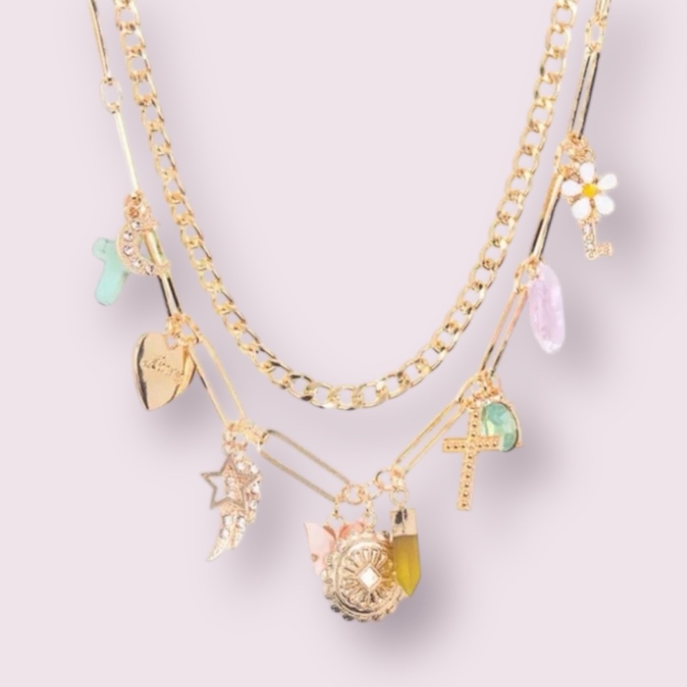 Double Layer Gold Charm Necklace